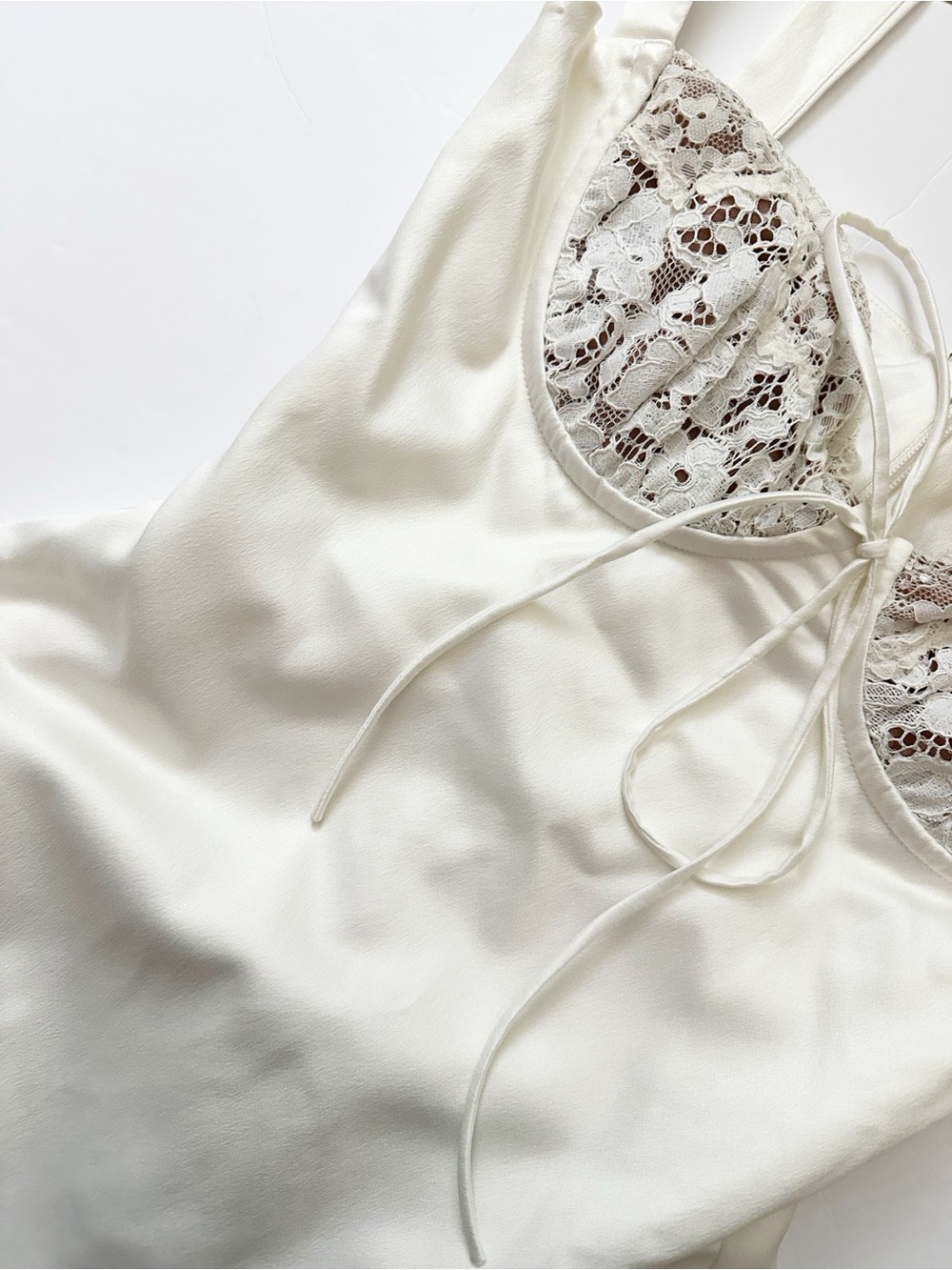 House of CB Adriana Ivory Satin And Lace Mini Dress S Plus Cup - Picture 9 of 12